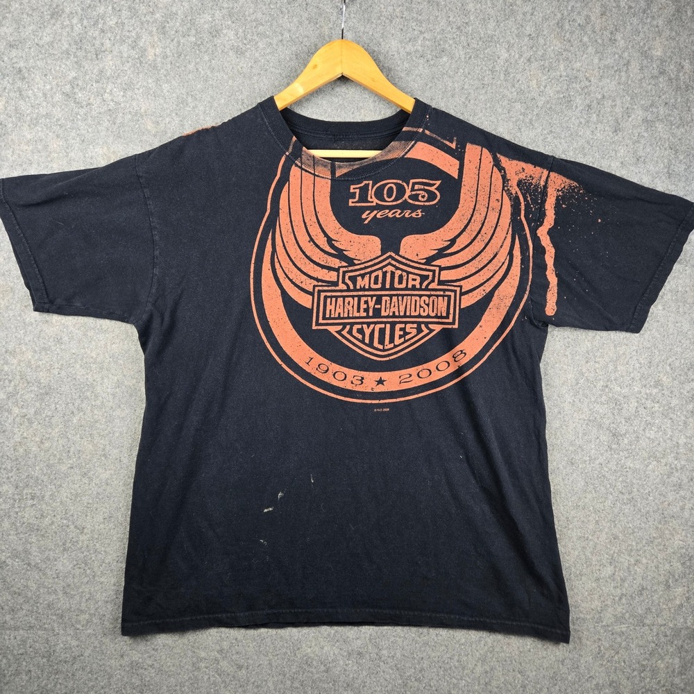 Harley Davidson T Shirt Mens XL Black 105th Anniversary Milwaukee Graphic Y2K